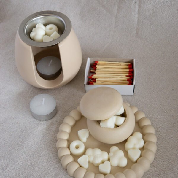 Set regalo "Conexión interior" | Quemador de cera y wax melts cera aromática | Incluye plato decorativo, cajita y cerillas - Imagen 4