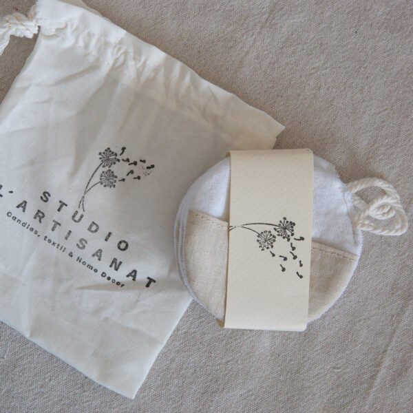 Set de 4 pads desmaquillantes reutilizables con bolsita de tela - Imagen 5