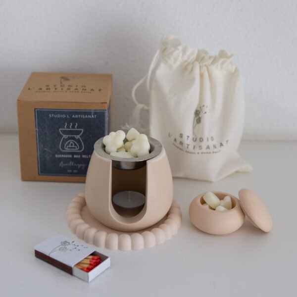 Set regalo "Conexión interior" | Quemador de cera y wax melts cera aromática | Incluye plato decorativo, cajita y cerillas - Imagen 3