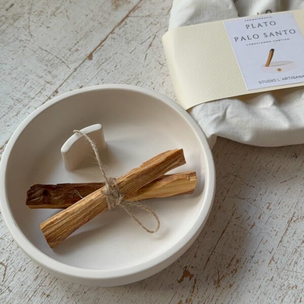 Plato artesanal para Palo Santo | Incluye 2 Palo Santo y Bolsa de guardado - Imagen 5