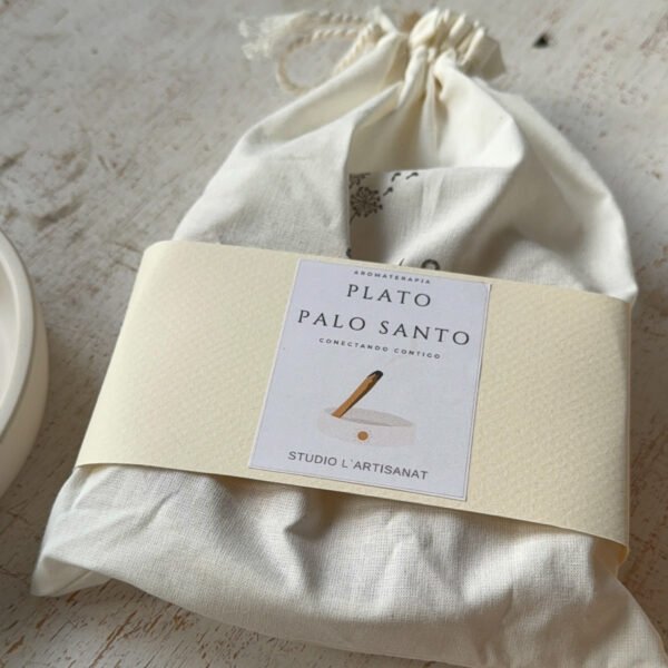 Plato artesanal para Palo Santo | Incluye 2 Palo Santo y Bolsa de guardado - Imagen 4